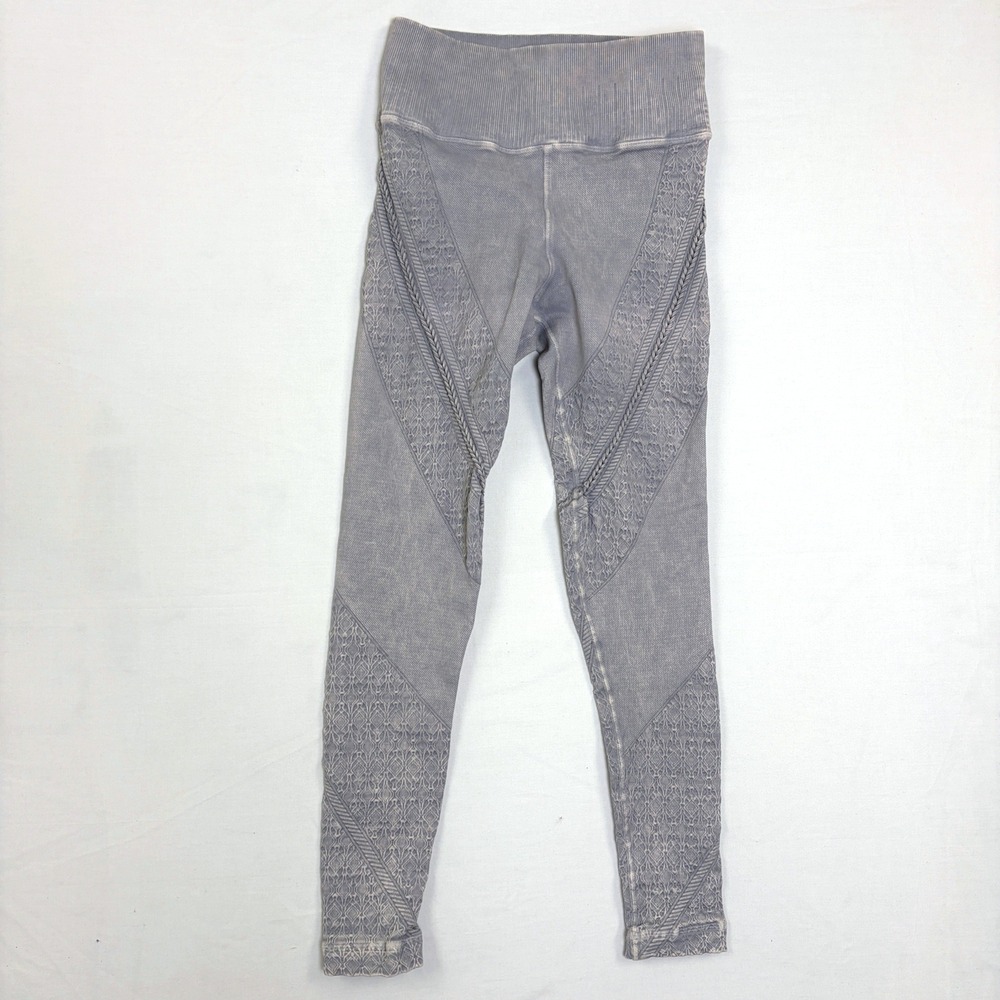 Avocado Womens‎ High Waisted Mineral Wash Seamless Leggings Grey M/L Made in USA